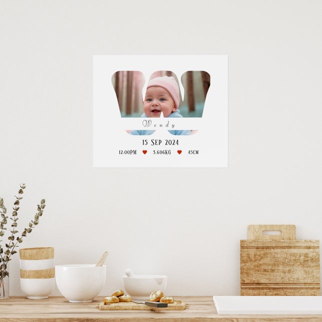 Póster Letra personalizada del alfabeto para bebés - W -  (Cocina)
