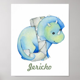 Póster Letra personalizado Baby Nursery Decor Cute Dinosa