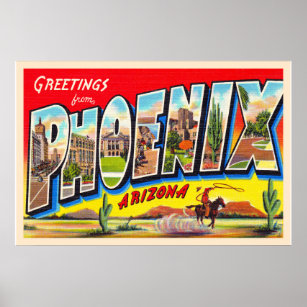 Póster Letra Phoenix Arizona AZ vintage grande postal 1