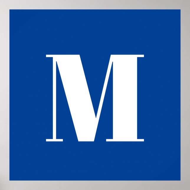 Póster Letra profunda azul inicial monograma moderno esti (Frente)
