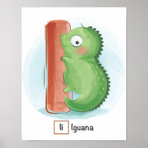 Póster  Letra quana minúscula Poster animal