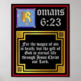 Póster Letra romana 6 23 letra dorada ilustrada cita de l