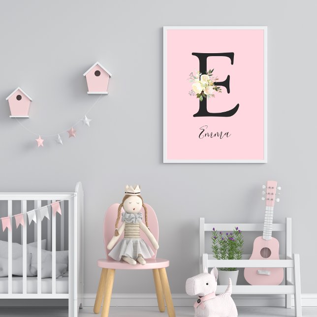 Póster Letra rosa de Rubor 'E' Nursera Name Wall Art (Subido por el creador)