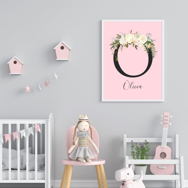 Póster Letra rosa de Rubor 'O' Nursery Name Wall Art (Subido por el creador)