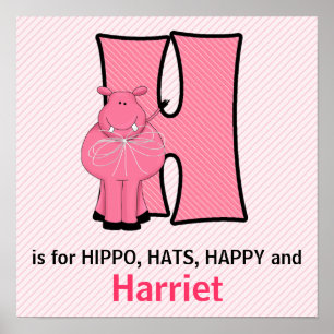 Póster Letra rosada hipogramática monogramada H cuarto de