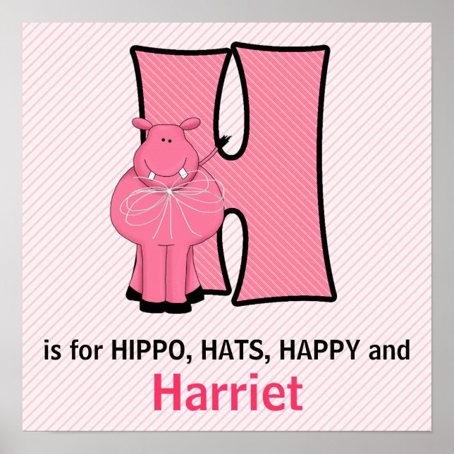 Póster Letra rosada hipogramática monogramada H cuarto de (Frente)