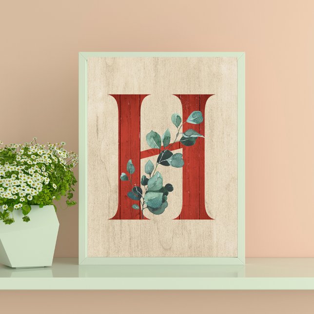 Póster Letra rústica de madera y eucalipto H Imprimir (Subido por el creador)