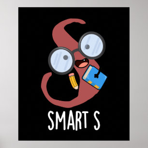 Póster Letra S Inteligente Chiste Del Alfabeto Fondo Oscu