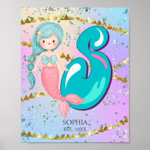Póster Letra S Monograma Acuarela Cuta Cristales De Siren