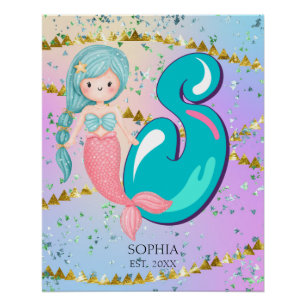 Póster Letra S Monograma Acuarela Cuta Cristales De Siren
