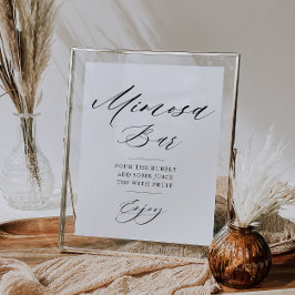 Póster letra simple cartel de barra de mimosa para ducha 