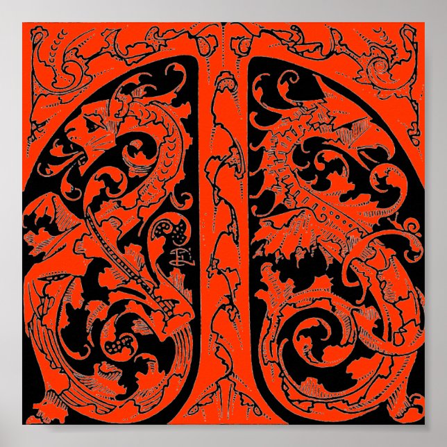 Póster Letra T con Poster de dragones (Frente)
