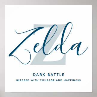 Póster Letra Z nombre elda que significa personalizado de