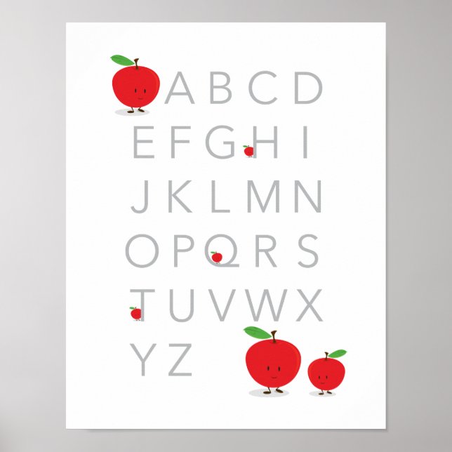 Póster Letras alfabéticas ABC Papel de manzana educativo (Frente)