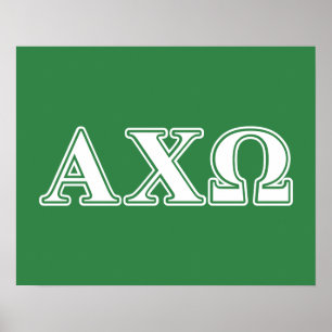 Póster Letras blancas y verdes de Alphi Chi Omega