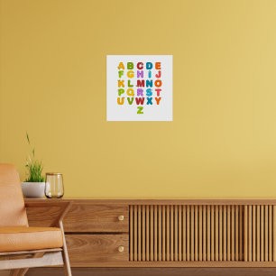 Póster Letras Bonitas Aprendizaje Divertido Alfabeto Colo