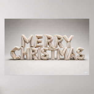 Póster Letras de bloque de Navidad de origami