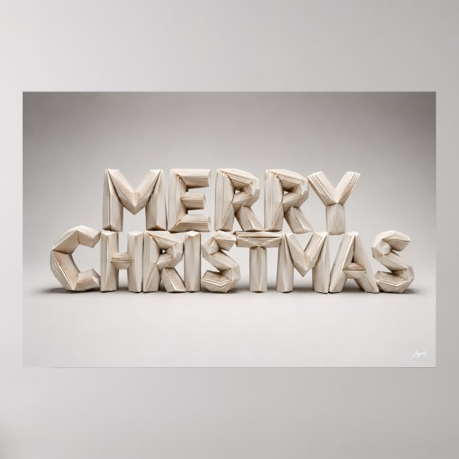 Póster Letras de bloque de Navidad de origami (Frente)