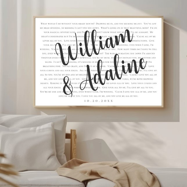 Póster Letras de canción de boda, caligrafía serif minima (Subido por el creador)