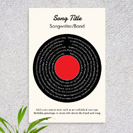 Póster Letras de Canciones Personalizadas Disco de Vinilo