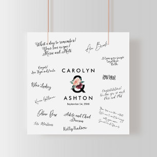Póster Letras de flor   Firma de invitado de Boda de Maró