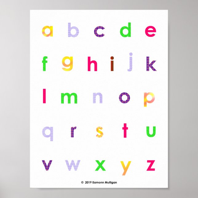 Póster Letras de Funda inferior alfabético (Frente)