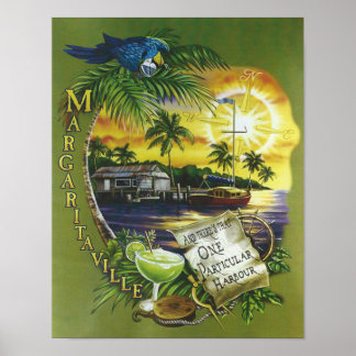 Póster Letras de Jimmy Buffett, un puerto en particular
