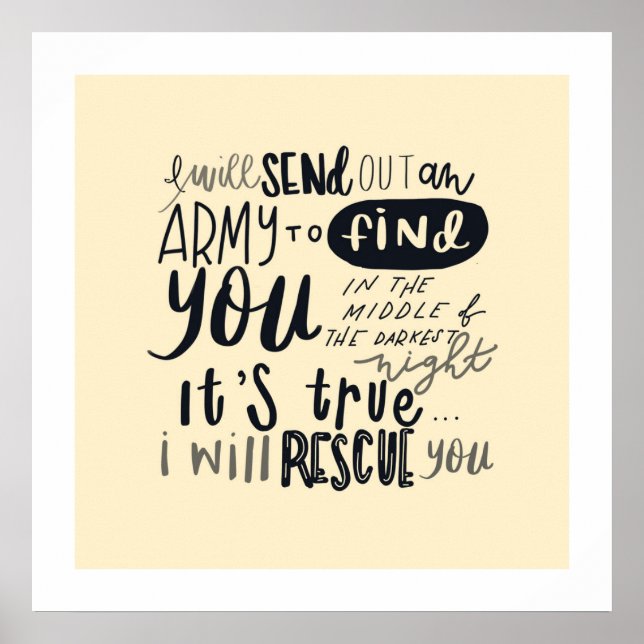 Póster Letras de la canción de rescate : Frontera blanca (Frente)