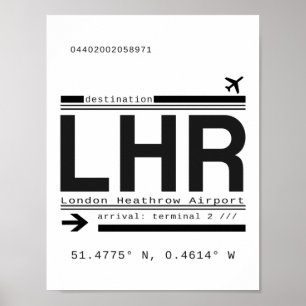 Póster Letras de llamada del aeropuerto de LHR Londres