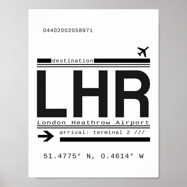 Póster Letras de llamadas al aeropuerto de Londres Heathr (Frente)