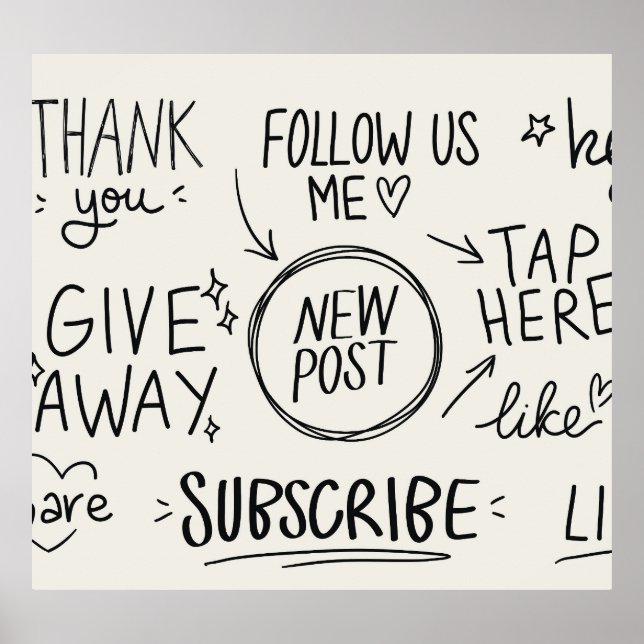 Póster Letras de mano: Conjunto de Doodle de época. (Frente)