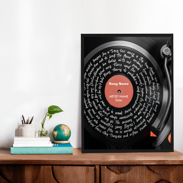 Póster Letras de vinilo personalizado, música personaliza (Custom Vinyl Lyrics Print, Personalised Music Poster)