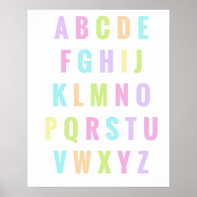 Póster Letras del salón de juegos Alphabet Pastel Rainbow (Frente)