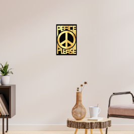 Póster Letras doradas suaves Paz por favor