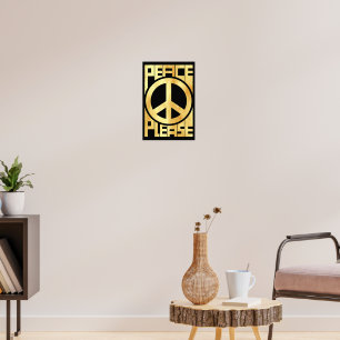 Póster Letras doradas suaves Paz por favor