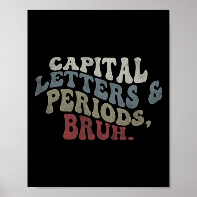 Póster Letras Mayúsculas Y Puntos Bruh  (Frente)