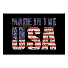 Póster Letras y bandera de los Estados Unidos en peligro 