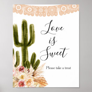 Póster Letrero Boho Cactus Taco Bout Amor es Dulce
