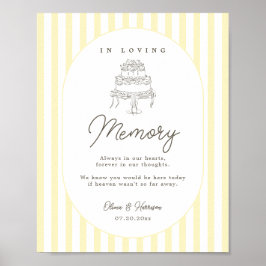 Póster Letrero conmemorativo de boda a rayas amarillas su