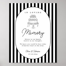 Póster Letrero conmemorativo de boda a rayas blancas y ne