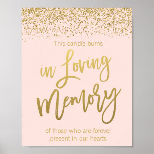 Póster Letrero conmemorativo de boda con brillo dorado ro