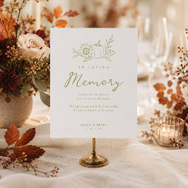 Póster Letrero conmemorativo de boda de calabaza verde ol