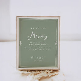 Póster Letrero conmemorativo de boda de oliva verde salvi