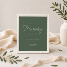 Póster Letrero conmemorativo de boda elegante verde bosqu