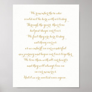 Póster Letrero conmemorativo de boda personalizado dorado