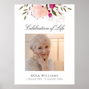 Póster Letrero conmemorativo de celebración de vida con f