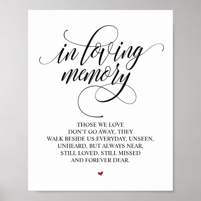 Póster Letrero conmemorativo de recuerdo amoroso en nuest (Frente)