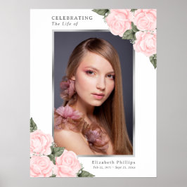 Póster Letrero conmemorativo floral de funeral de color r