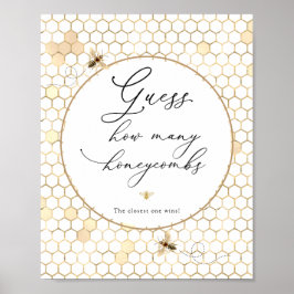 Póster Letrero de Abeja Dorada Adivina Cuántos Panales