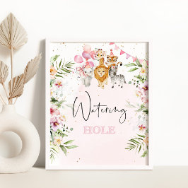 Póster Letrero de abrevadero de safari. Bebidas tropicale